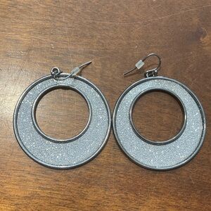 Silver Glitter Hoop Earrings